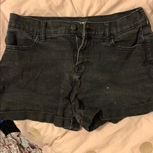 black jean shorts